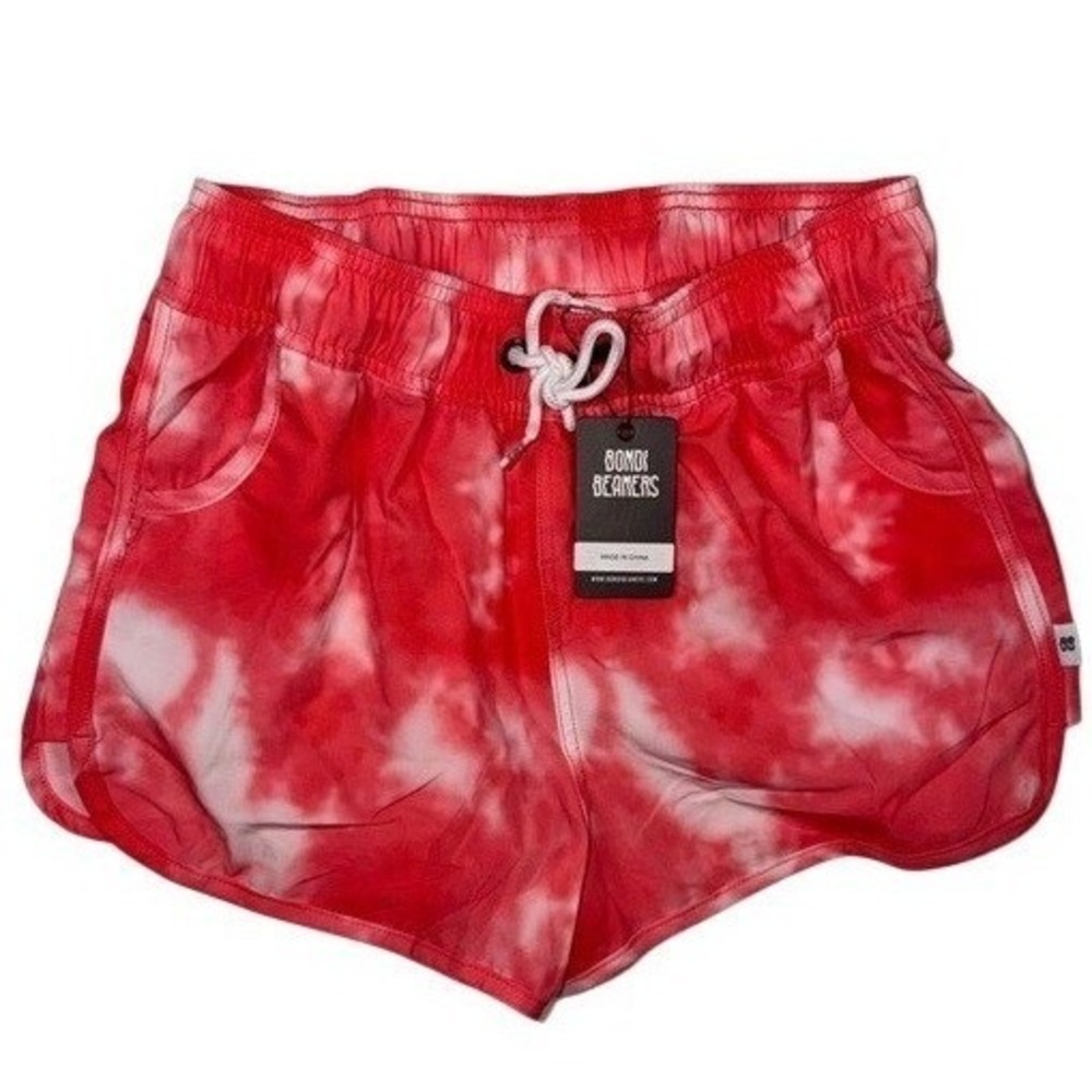 Bondi Beamers‎ Red White Tie Dye Athletic Shorts Womens Size 10 New With Tags